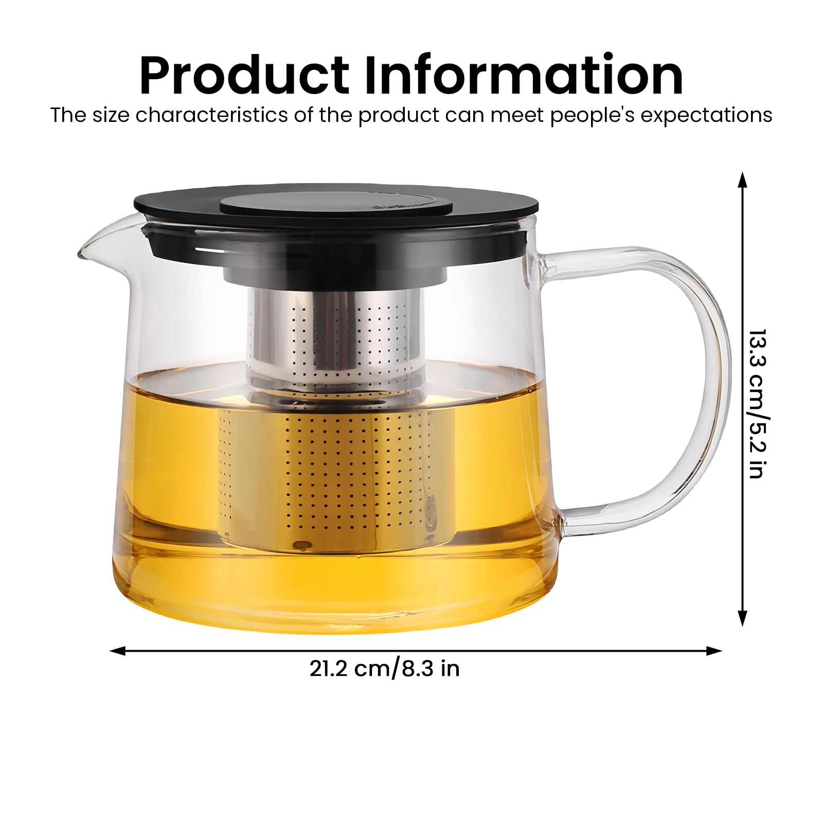 Gvolatee 1300ML Teiera in vetro borosilicato, teiera in vetro