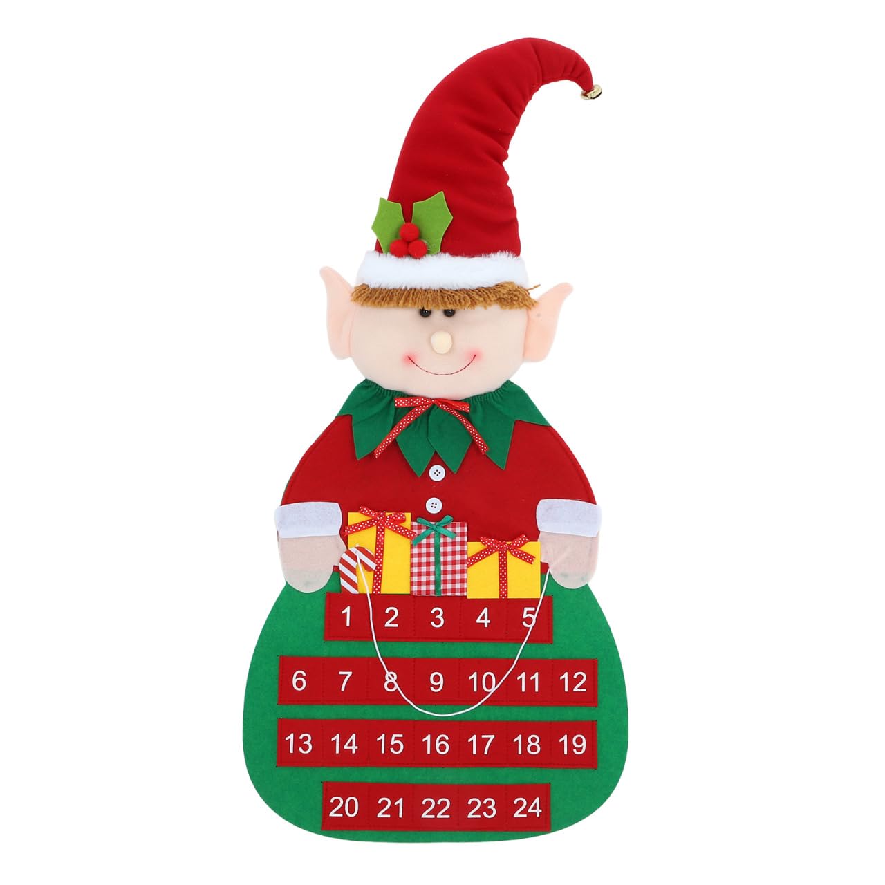 DOITOOL Calendario dell'Avvento in feltro interattivo da appendere, decorazione per conto alla rovescia con tasche, decorazione da parete per adulti