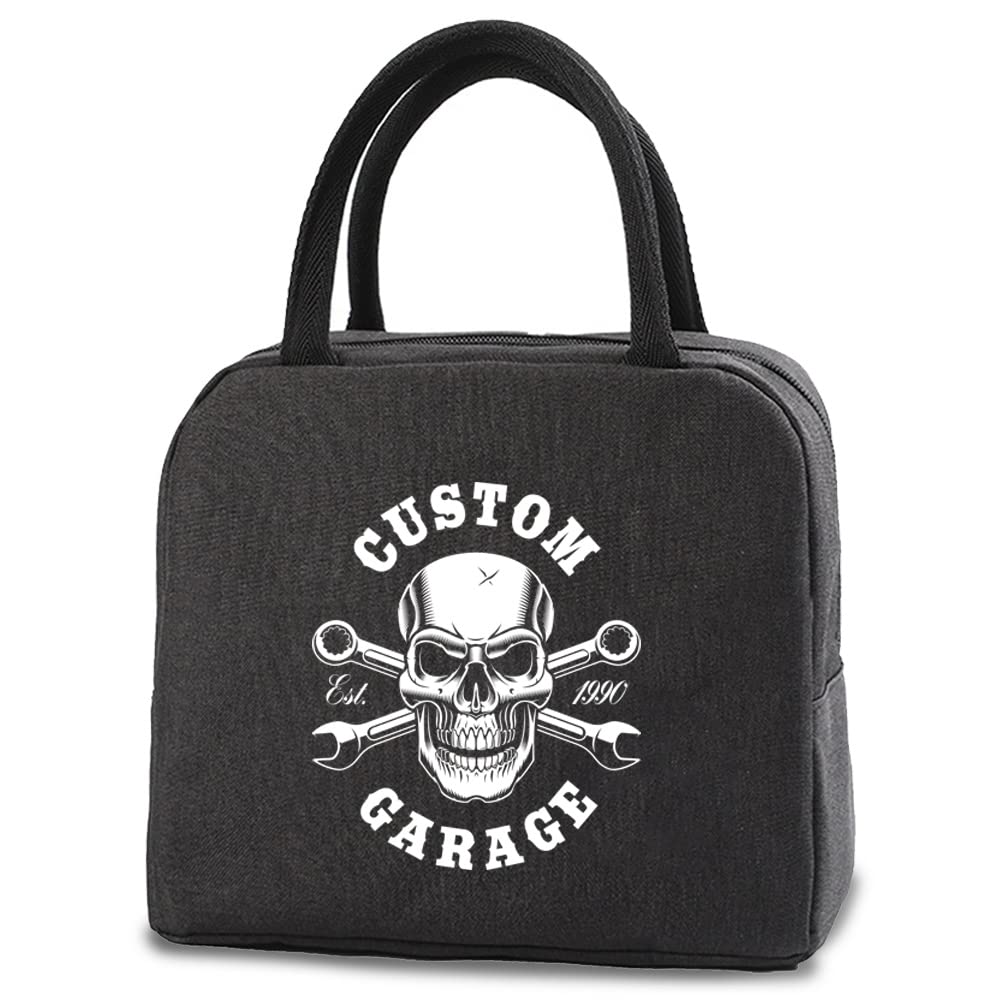 Insulated Lunch Bag Tote Bag for Women Wide Open Insulated Cooler Bag Water-Resistant Thermal Leak-Proof Lunch Organizer for Men Girls Children Outdoor Picnic Work (Skull 030)