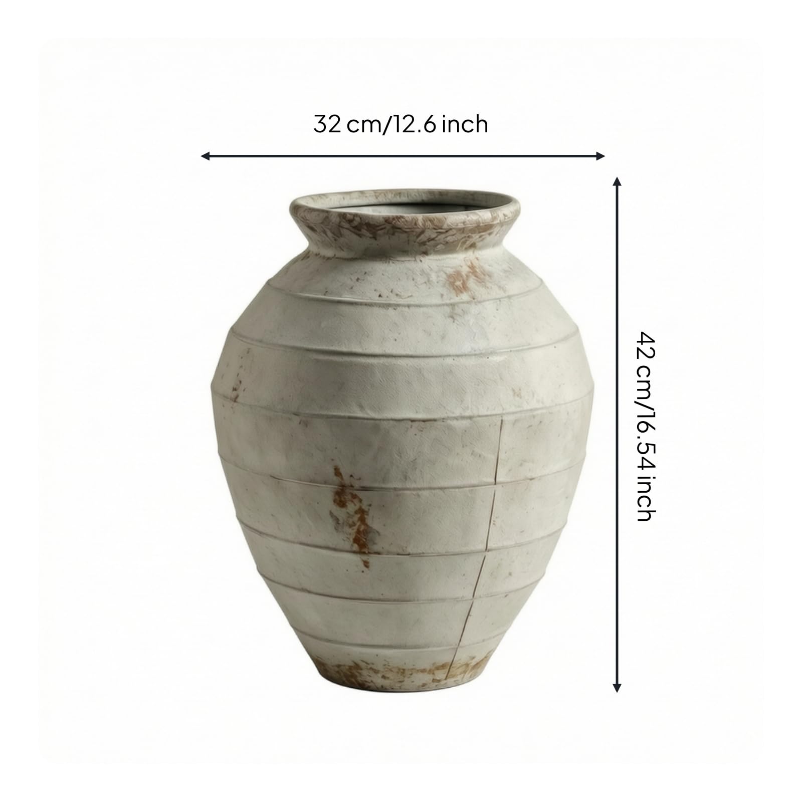 Generic Jarrón Decorativo de Cerámica Jarrón de Suelo Florero Centro de Mesa Macetero Relieve Acanalado Perimetral y Presencia Decorativa Aun Vacío Adecuado, Altura 50.5cm, Diámetro 40.5cm