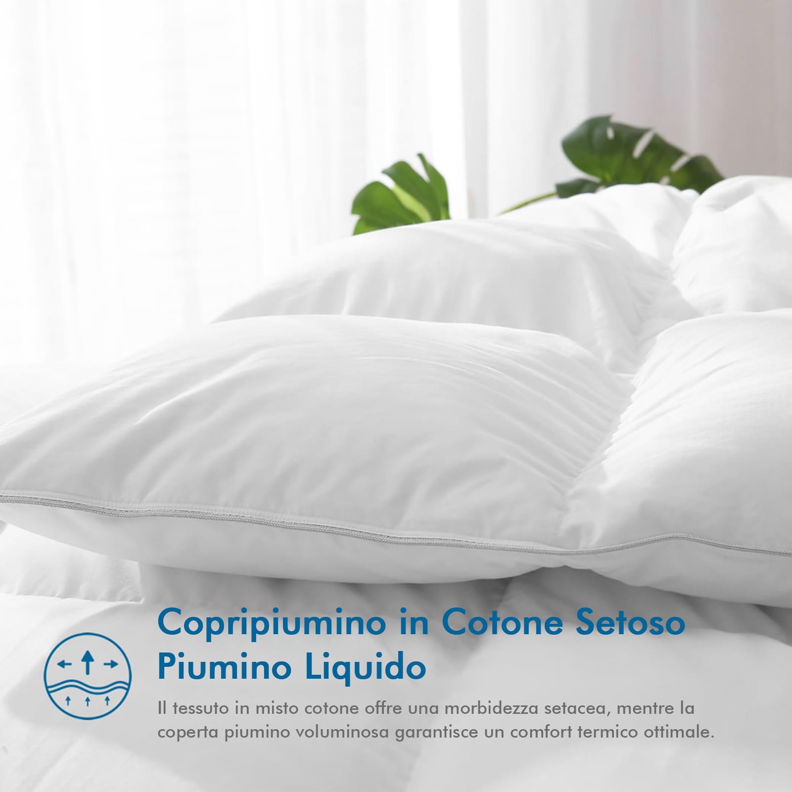 Dafinner Piumone Matrimoniale, Coperta di Lusso in Piuma d’Oca 90%, Fodera in Cotone Certificato Oeko-Tex e RDS, Traspirante e Morbida 200×200cm