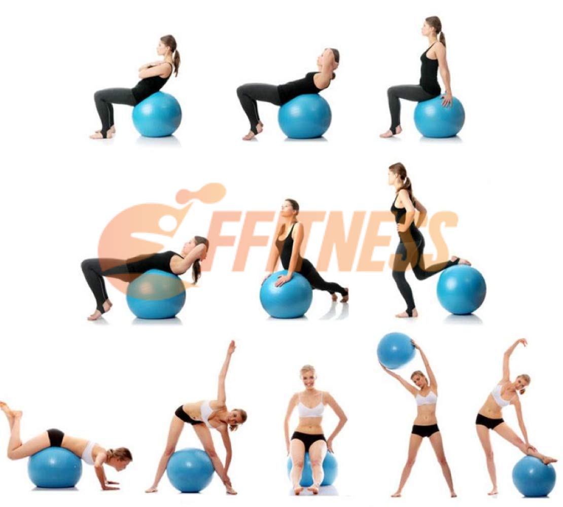 FFitness Ballon Total Body Balance Ball pour gymnastique prénatale, gros ballon de gymnastique (55, 65, 75, 85, 95 cm) anti-éclatement pour gainage, exercices abdominaux, résistance, renforcement