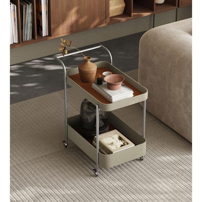 Mueble del Salón Carrito de Comedor, sofá, Mesa Auxiliar, Sala de Estar, hogar, Silla de Montar móvil, Cuero, Ligero, Estante de Almacenamiento de Lujo Mesas Auxiliares Salón