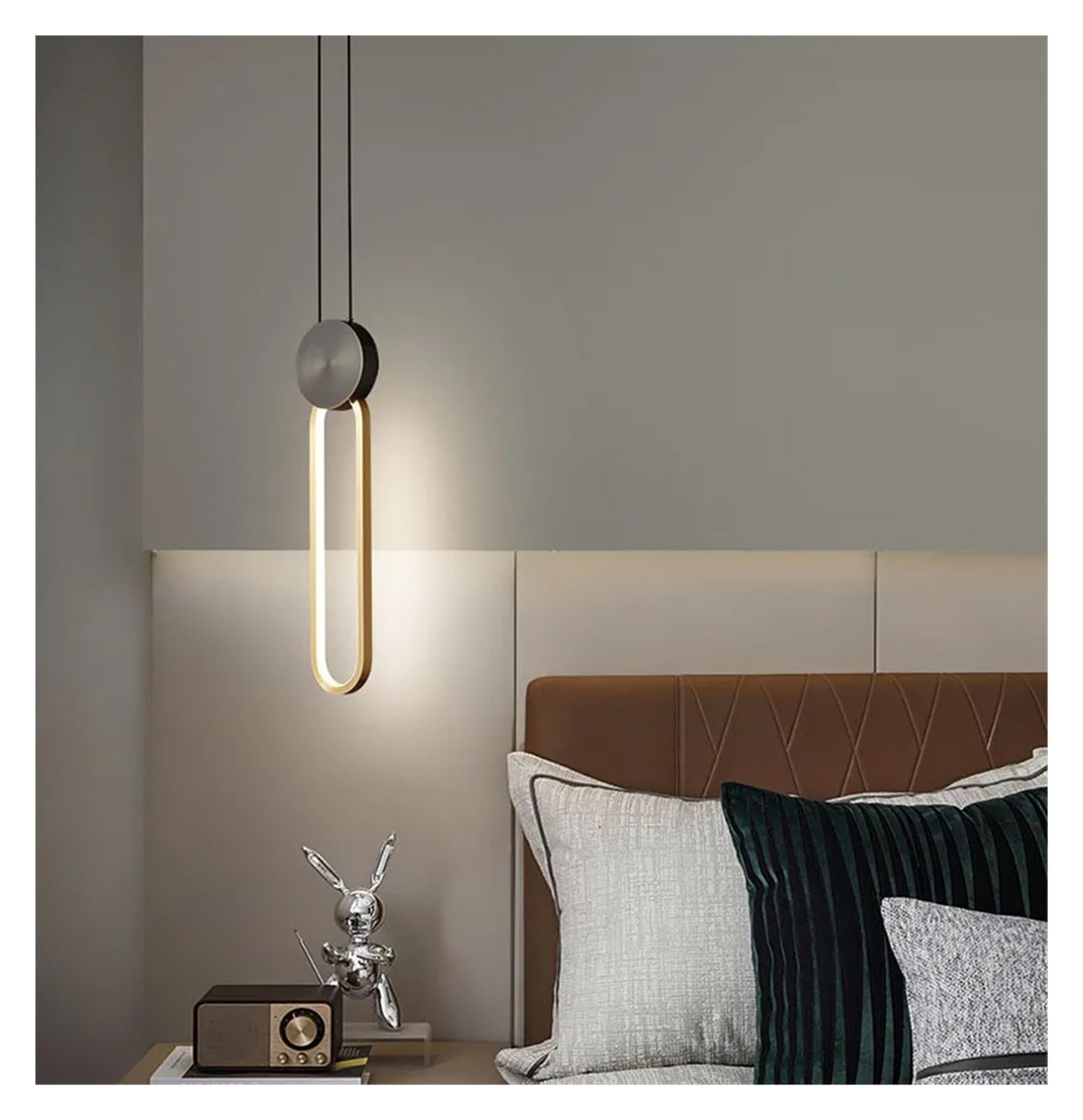 Olskfuh Gold Oval Led Chandelier Lighting Fixtures Bedside Bedroom Dining Hanglamp Copper Metal Wire Adjustable,-3 Changeable