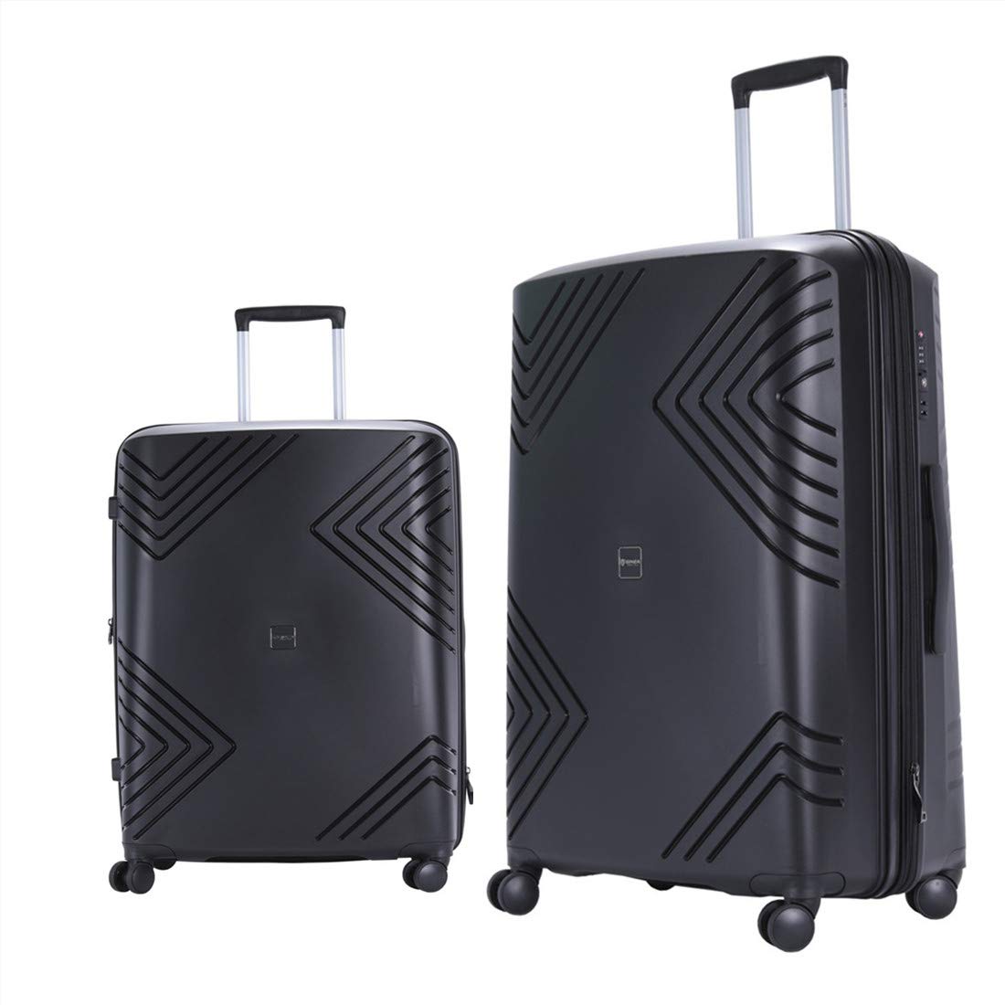GinzaTravel Rune series expandable 2 Luggage Sets,Lightweight Hardside Suitcase With Spinner Wheels TSA Lock,PP material business fashion suitcase (Black, 2-Piece Set(20"/28"))