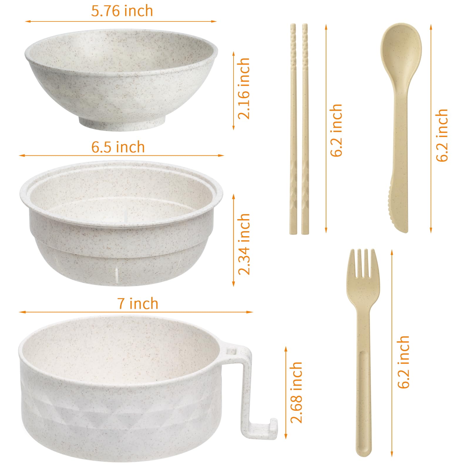 MUUBOOX Ramen Bowl Set,Microwave Ramen Cooker Instant Noodles Bowl with Chopsticks Spoon,Rapid Ramen Noodle Bowl, Portable Noodle Bowls,for Home Office Dorm Room College gift(Beige)