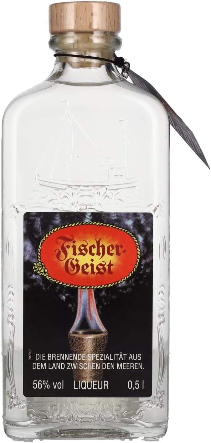 Fischergeist | Kräuterlikör | hochprozentiger Klassiker | 500 ml | 56 % vol. | Spezialität aus dem Norden | erfrischender Geschmack | brennend servieren
