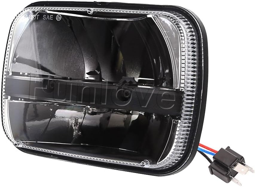 5 X 7" LED Sealed Beam Headlights + 15 inch 50W Led Light Bar with License Plate Frame Mounting Bracket Kit for Jeep Wrangler YJ Cherokee XJ, Sedan, Suv, Off-road Vehicles (5" x 7")
