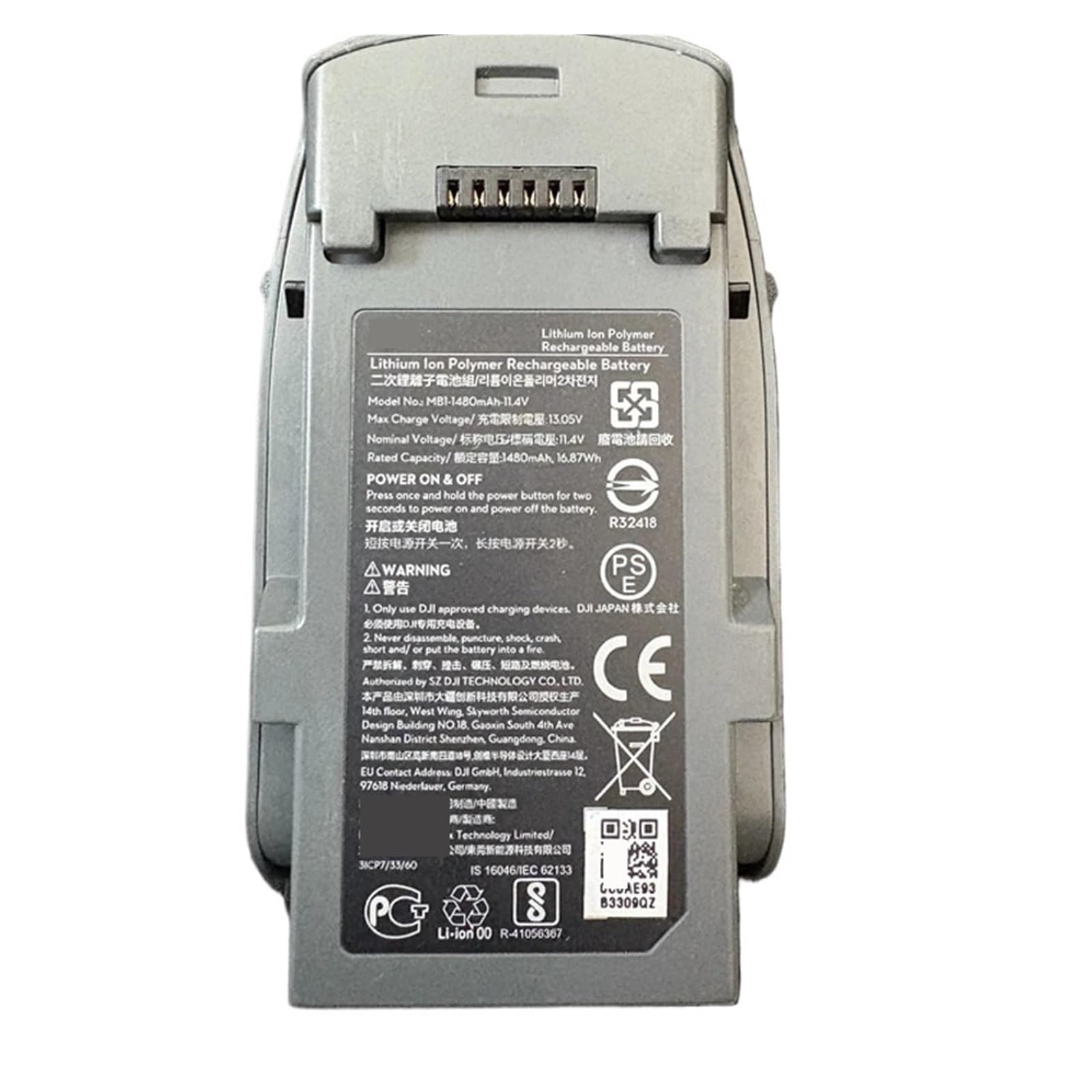 Batteria For Drone 1480mAh 11,4V UAV - Compatibile Con DJI Spark(Activated 0 cycyleX1)