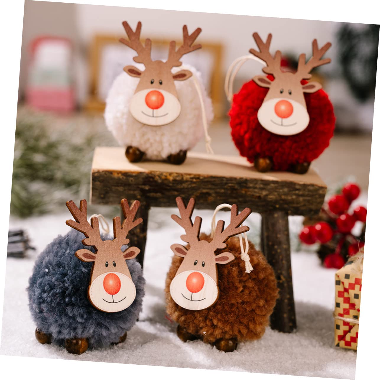 Zerodeko 4 Set Ciondolo Albero Di Natale Addobbi Natalizi Ghirlanda Pendenti Natalizi Ciondolo Natalizio Decorazioni Natalizie in Feltro Di Legno Decorazione Della Finestra 4 Pezzi*4