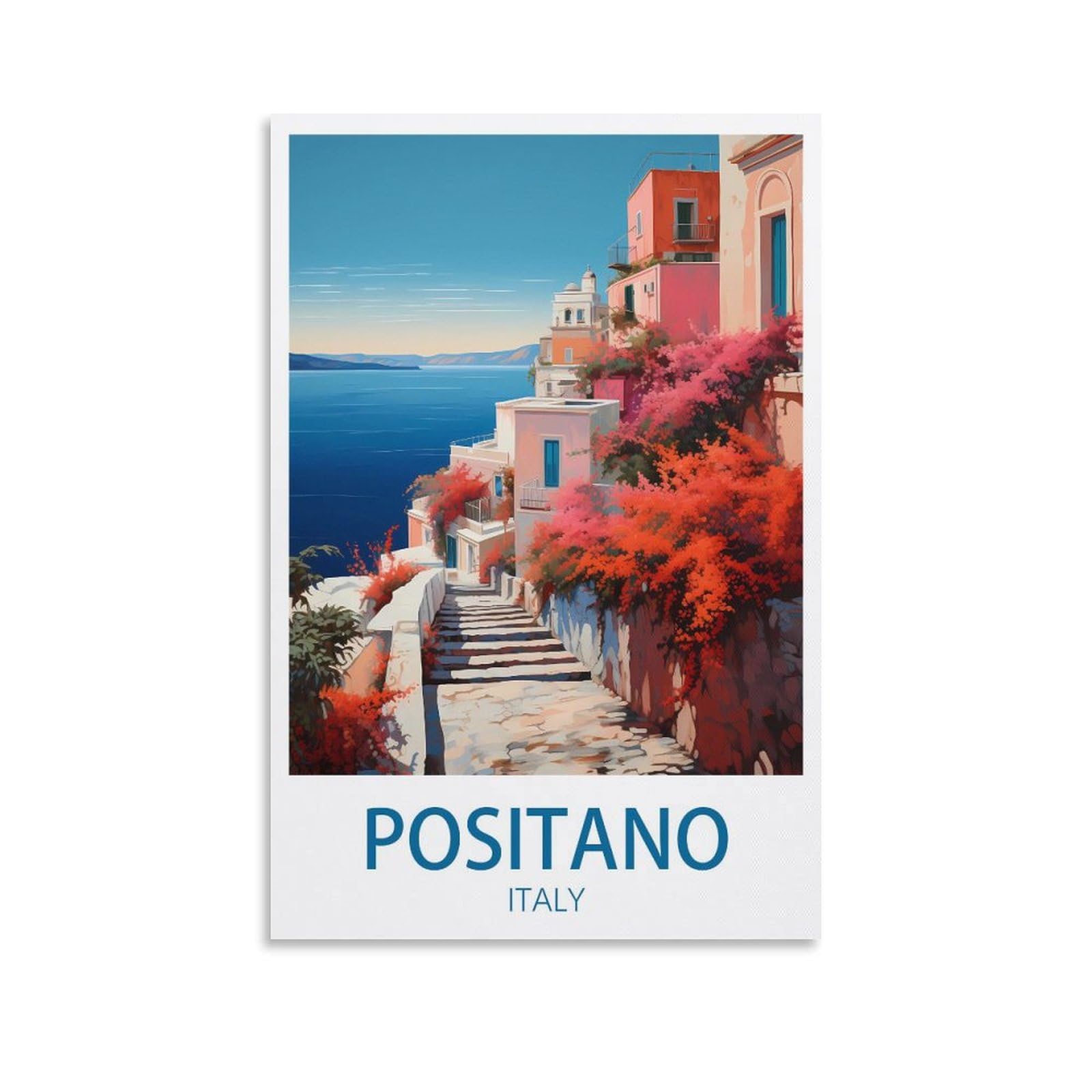 Lcynnh Unframe-Style Positano Italy Vintage Travel Poster Coast 08X12inch(20X30cm) Print Poster Home Bathroom Bedroom Office Living Room Decor Canvas Poster