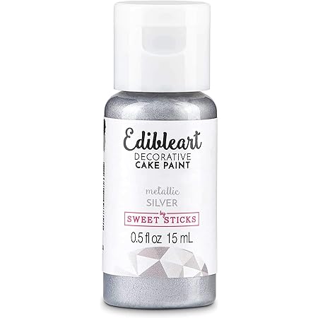 Sweet Sticks Edible Art Decorative Cake Paint 0.5 Ounce (15 Milliliters), Metallic Silver