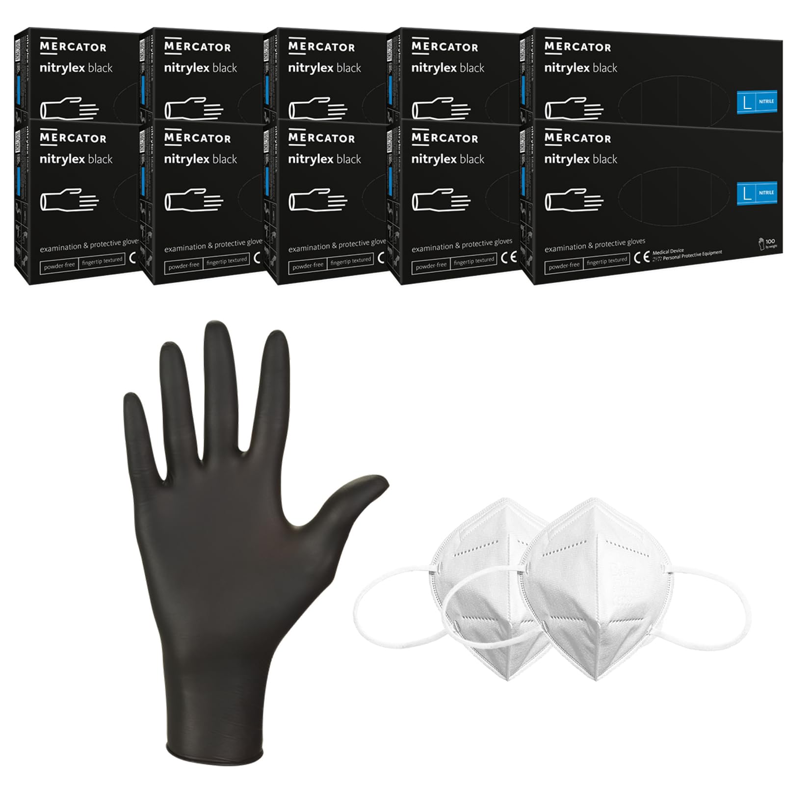 Einweghandschuhe 1000 Stück Nitrilhandschuhe puderfrei, Handschuhe Einweg latexfrei, strapazierfähige reißfeste Gummihandschuhe, für Kochen, Reinigen (Schwarz, 1000 Stück L)