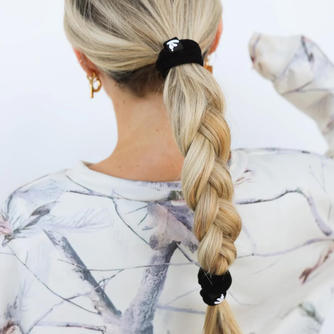 Kaxi, Solid High Intensi'ties, Durable Nylon Hair Ties for Everyday use, Pack of 3 (Black)