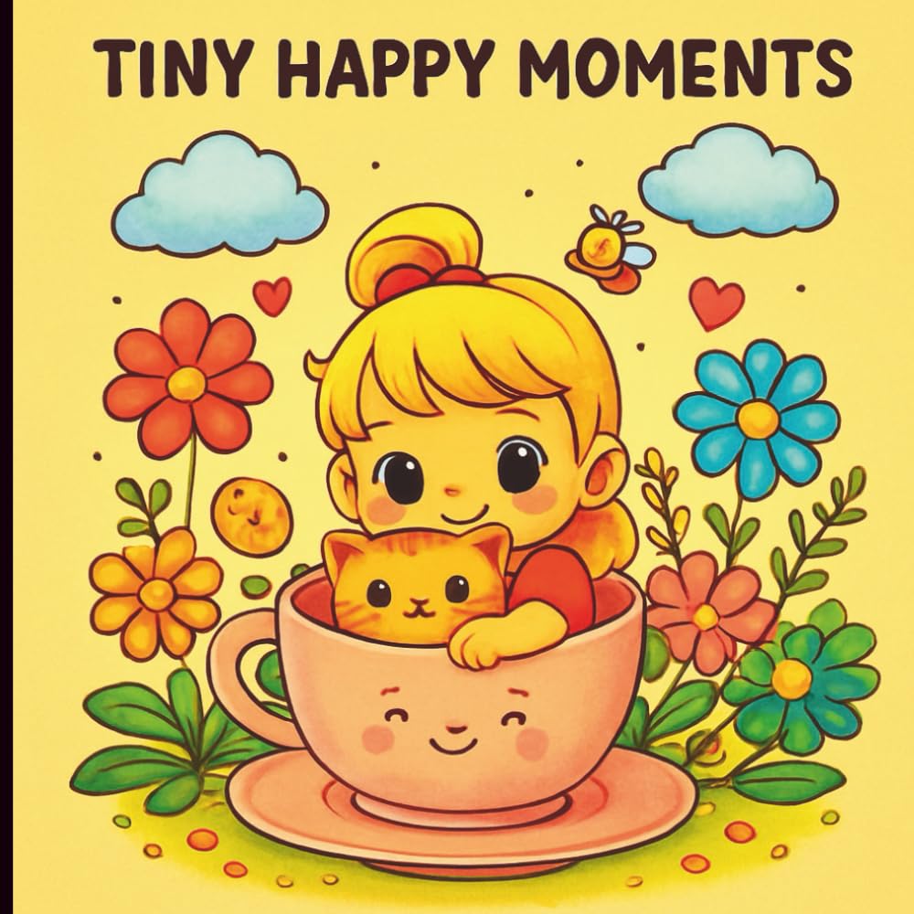 Tiny Happy Moments: 50 Bold and Easy Kawaii Illustrations for Stress Relief and Cozy Relaxation