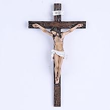 XYQXYQ 10-Inch -Carved Crucifix Wall Cross, Inspirational Catholic Home Decor, Religious Wall Art Hanging Cross for Devout Gifts