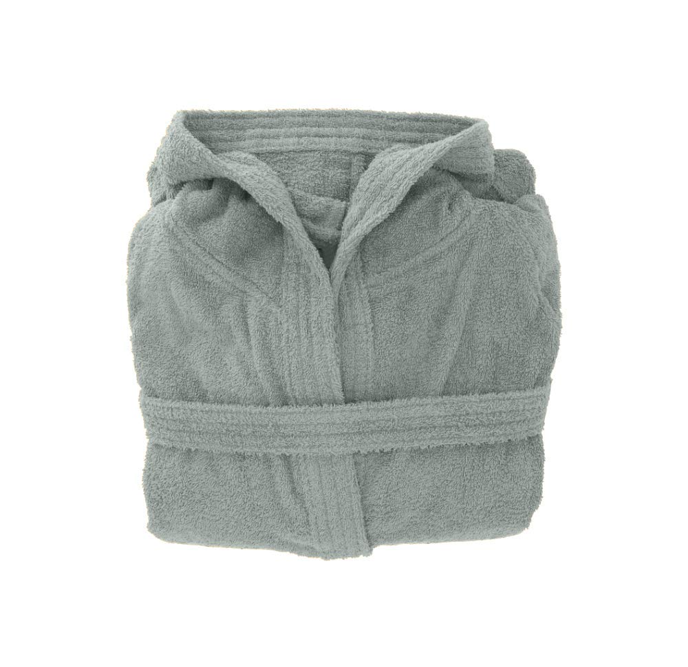 Gabel - Accappatoio adulto unisex in spugna di puro cotone idrofilo, tinta unita, peso spugna 380 gr/mq, ampie tasche, cintura e pratico cappuccio, anche come vestaglia.