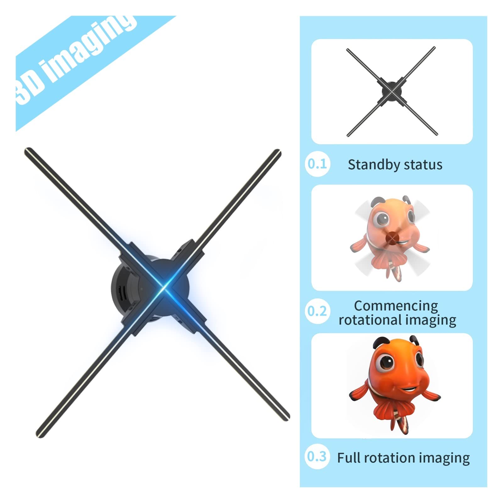 Abanico holográfico 3D 23,6 pulgadas Wifi 3D holograma ventilador Control Led pantalla Logo animación pantalla for tienda, Bar, fiesta publicidad pantalla Para carteles de tiendas, bares, casinos, fie