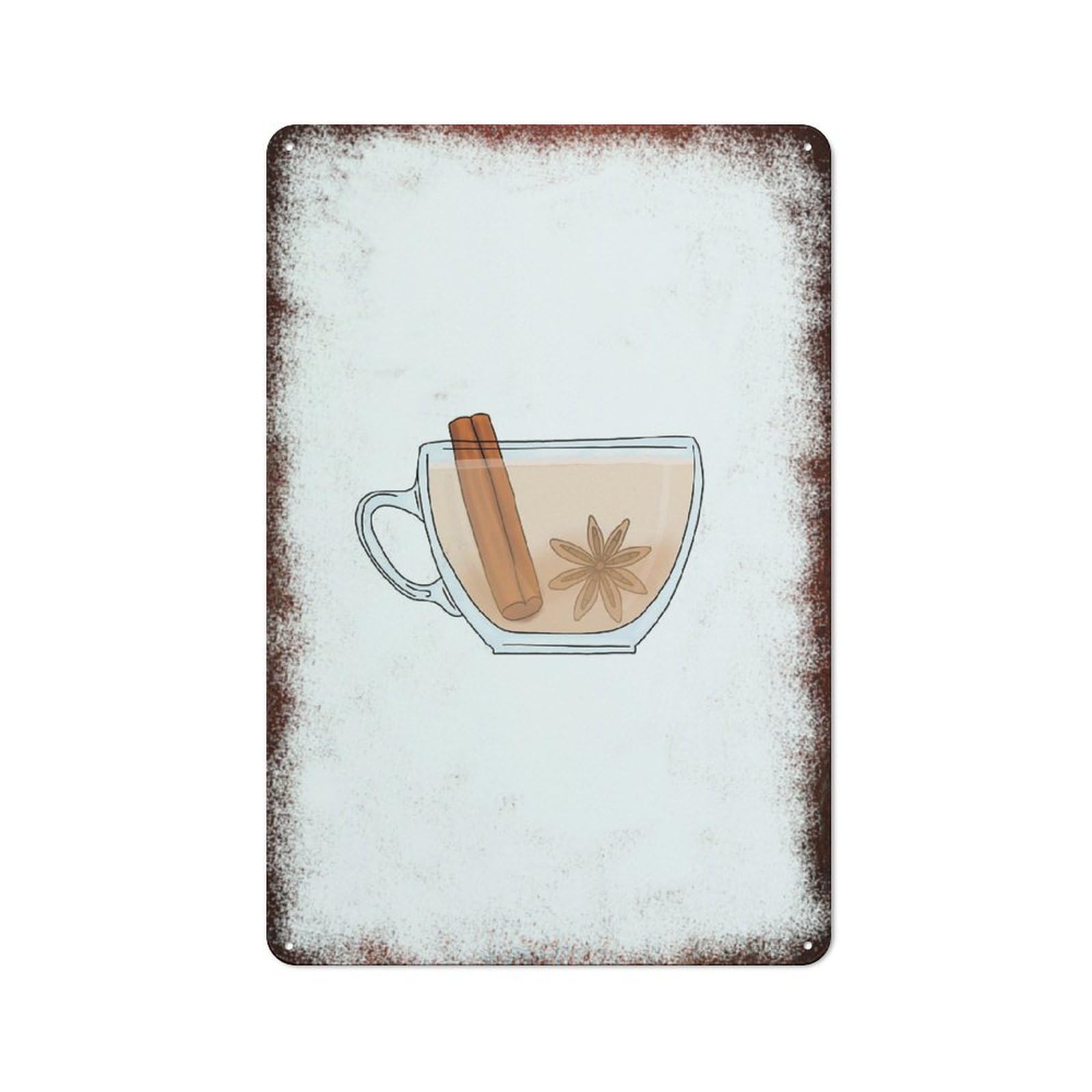 Metal Tin Sign Cinnamon Coffee Watercolor Pattern Vintage Rustic Wall Art Kitchen Bathroom Bedroom Living Room Cafe Farmhouse Entryway Office Garage Home Bar Laundry Room Porch Patio 8x12 Inch