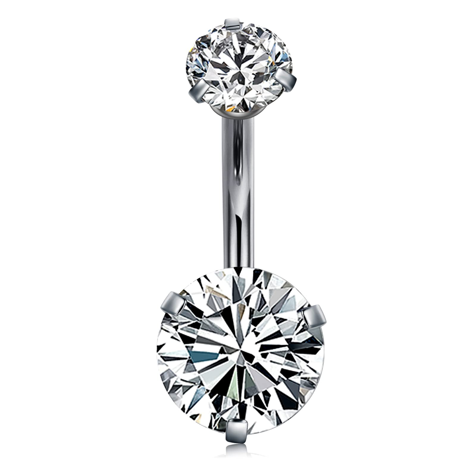 VCMART G23 Titanium Belly Bar 8mm Crystal Diamond Belly Navel Button Ring Piercing Jewellery CZ Women