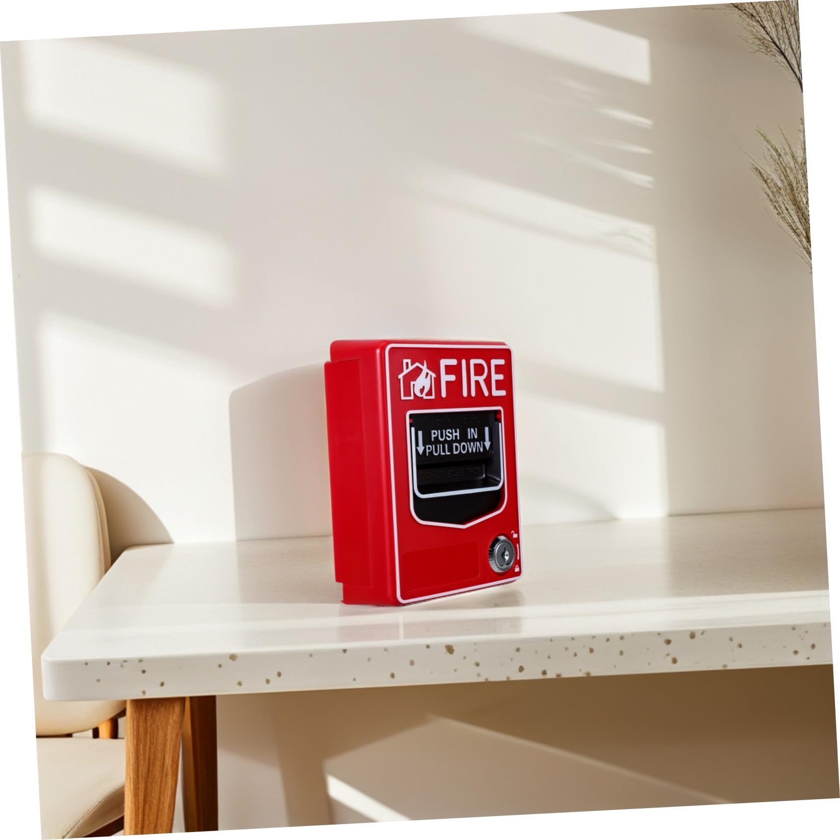 Feueralarm Notrufknopf mit Schlüssel Manuelle Rücksetzung Wasserdichter und Robuster Notfallschalter für Brandmeldung Einfache Installation Geeignet für Senioren und