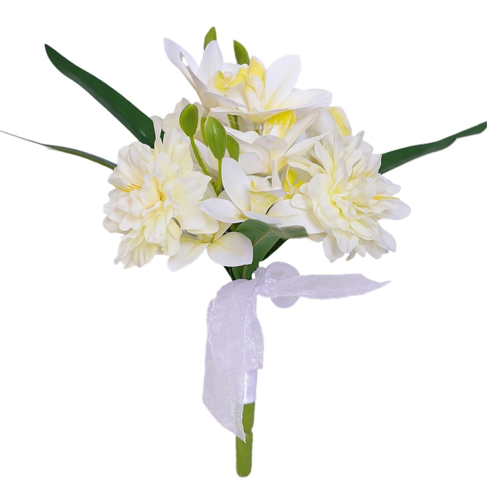 ZRHWSPD Wedding Artificial Bouquet Bridal Bridesmaid White Silk Flowers Roses Handmade Artificial Bride Mariage Bouquet(Beige)