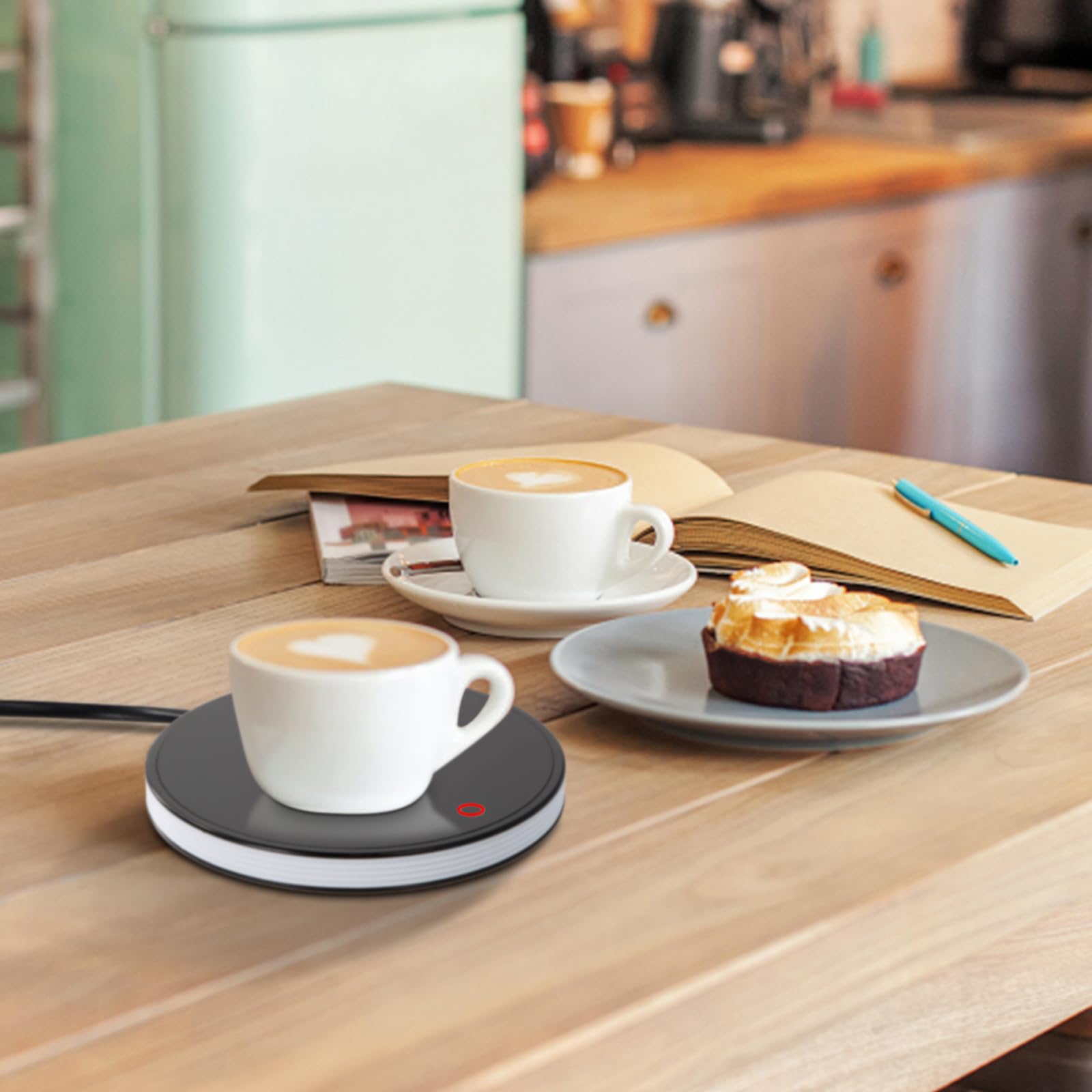 Calentador de Tazas de Café Inteligente con 2 Ajustes de Temperatura, Posavasos Eléctrico Calentado hasta 55 ℃, Placa Calentadora de Bebidas Eléctrica Apagado Automático de 8 Horas (Negro)
