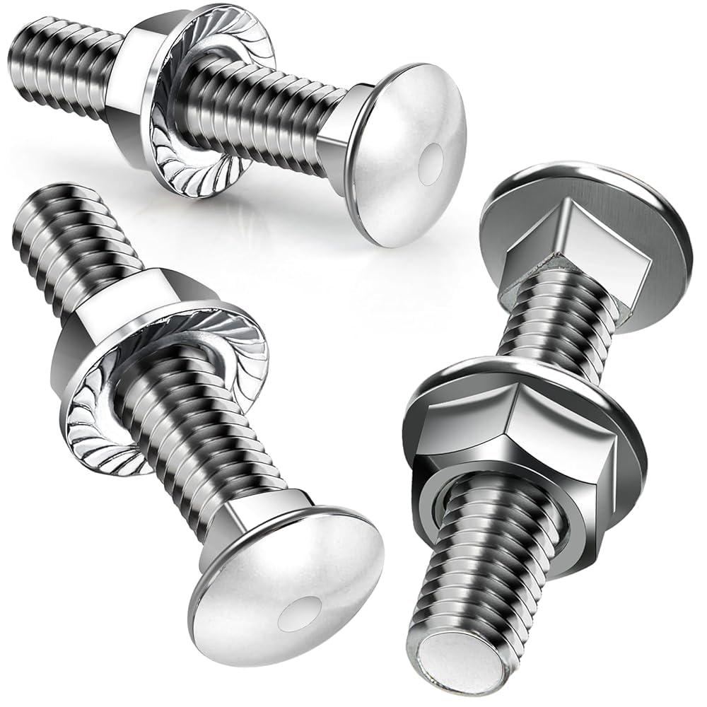 SWTYExt M5 Coach Bolts 25 Pcs Carriage Bolts M5x50mm Coach Bolt with Flange Hexagon Nuts DIN 6923 for Industrial Machinery Construction Home Decoration