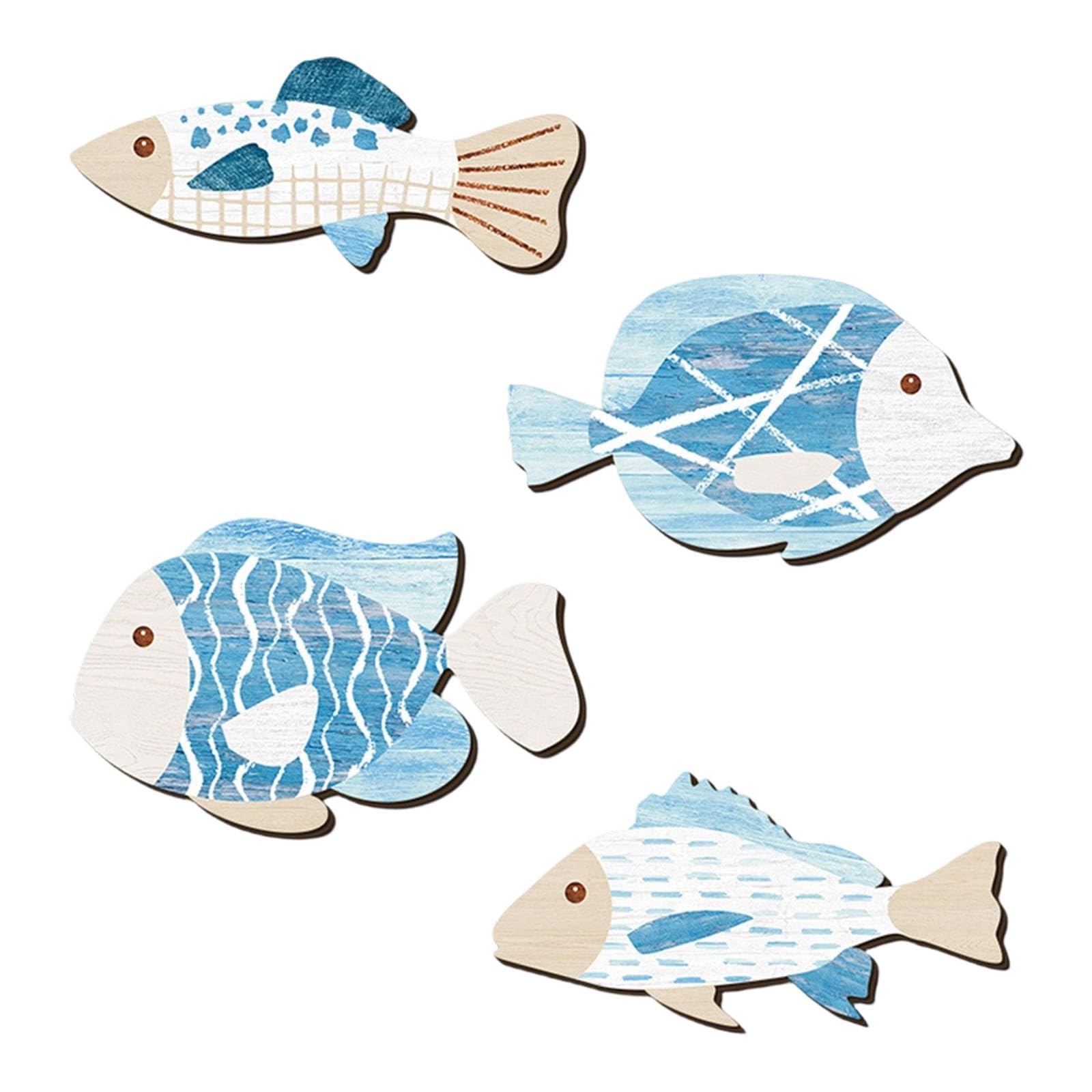 HZBB Wall Decors Nauticals Coastal Wood Wall Art Nursery Decors Wooden Lake House Decoration for Bathroom Decorations Fish Sculpture Hanging Art
