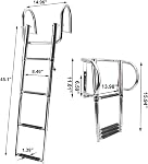 NovelBee 4 Step Inboard Boat Ladder,Stainless Steel Telescoping Step Ladder Folding Dock Ladder for Marine Boat Yacht Swimming Pool