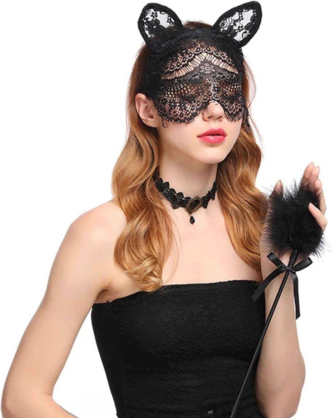 Bunny Ears Headband Black Lace Mask Rabbit Hair Hoops Women Sexy Cute Cat Animal Headpiece Hairband Hair Bands Masquerade Halloween Christmas Easter Birthday Cosplay Dress Up Party Hair Accessories - Image 4