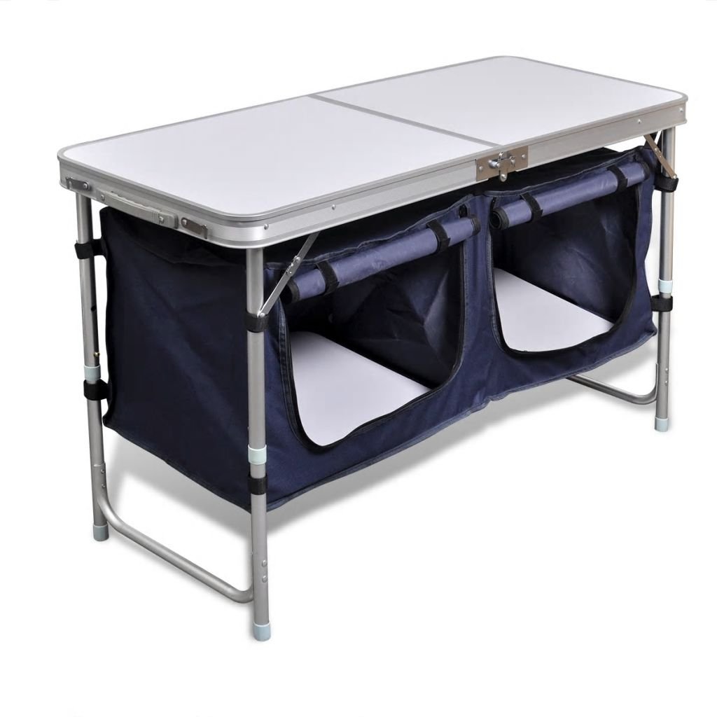 Składana szafka kempingowa z aluminiową ramą, szafka kempingowa z torbą transportową, składana, do użytku na zewnątrz, na kemping, do kuchni, na wędrówki, piknik