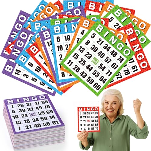 Eersida 200 Pack Jumbo Bingo Cards Set 8 x 9 Reusable Easy to Read Bingo Paper Game Cards Board with Large Numbers Ideal for Seniors Family Game Night Activities