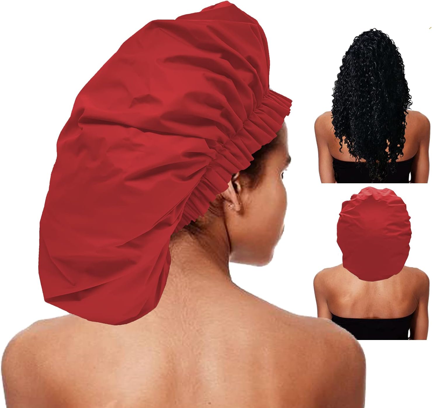 ELEBOX Premium Collection Super Jumbo Shower Cap Red