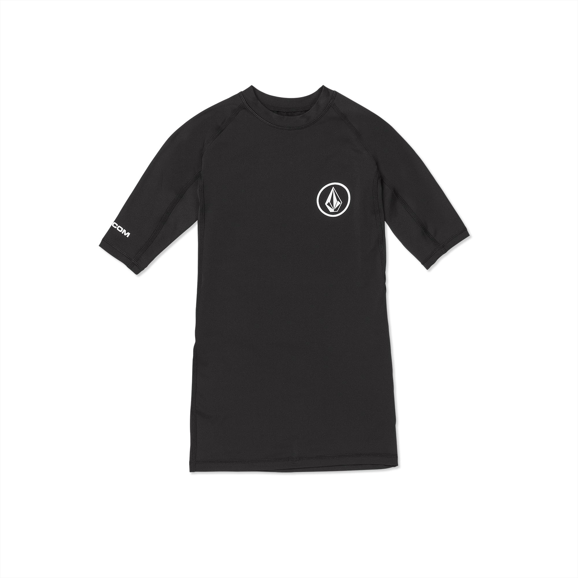 Volcom Men's Solid UPF 50+ Short Sleeve Rashguard, Black 2, Medium