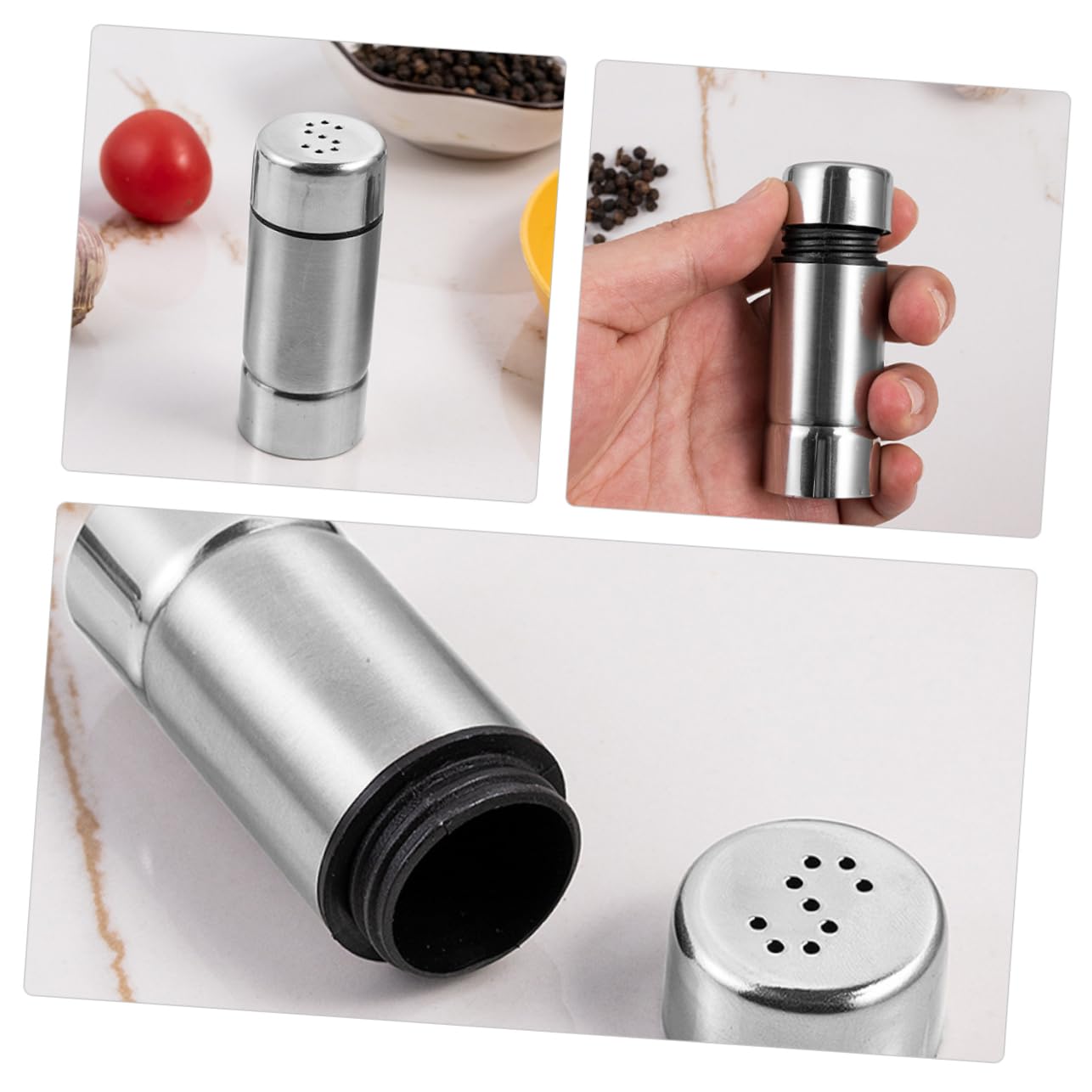 Garneck 304 Steel Barbecue Pepper Shaker Outdoor Cooking Condiment Bottle Salt Jar Kitchen Utensil Spice Storage