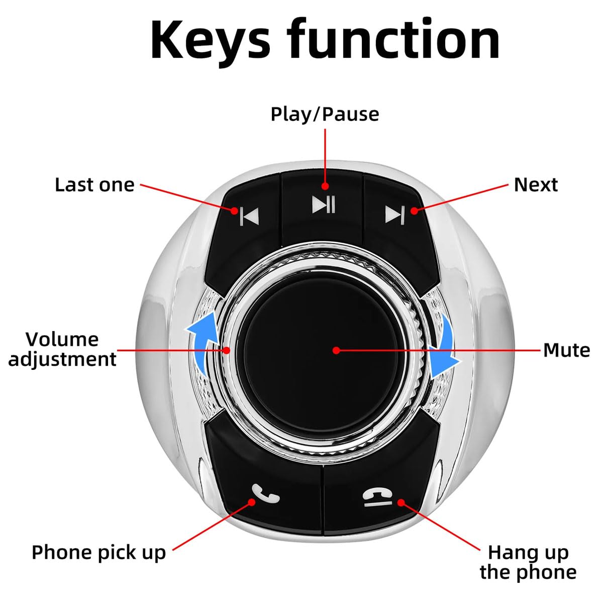 Télécommande de volant de voiture sans fil avec lumière LED 8-clés Boutons de commande multifonctions en forme de coupe universelle pour lecteur de navigation multimédia stéréo Android de voiture