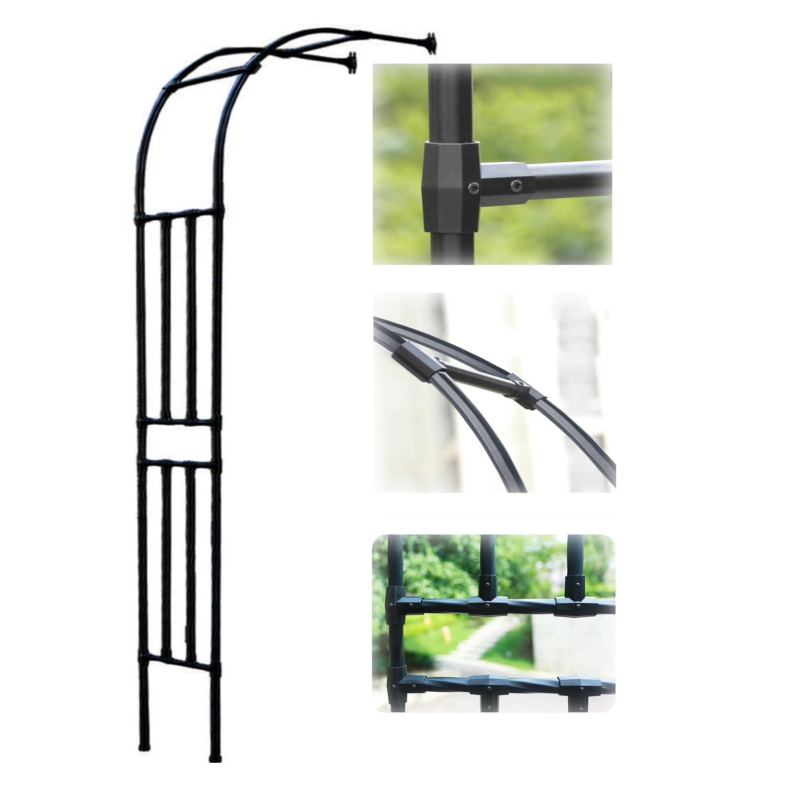 Traliccio a mezzo arco per rose – Archi da giardino per rampicanti facile da montare in acciaio zincato durevole rivestito in PE – Dimensioni: 120 – 320 cm supporto per piante