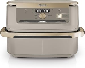 Ninja Foodi FlexDrawer Heißluftfritteuse, Dual Zone, verwandelt sich in MegaZone, 10,4 L, Dual Zone, mit wenig bis gar kein Öl, antihaftbeschichtete, spülmaschinenfeste Teile, Stone Gold AF500EUSD