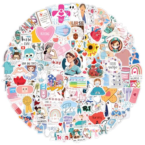 simarro 100 calcomanías temáticas médicas, calcomanías de vinilo impermeables para el día de la enfermera, calcomanías de graffiti personalizadas, regalos divertidos para enfermeras, accesorios de