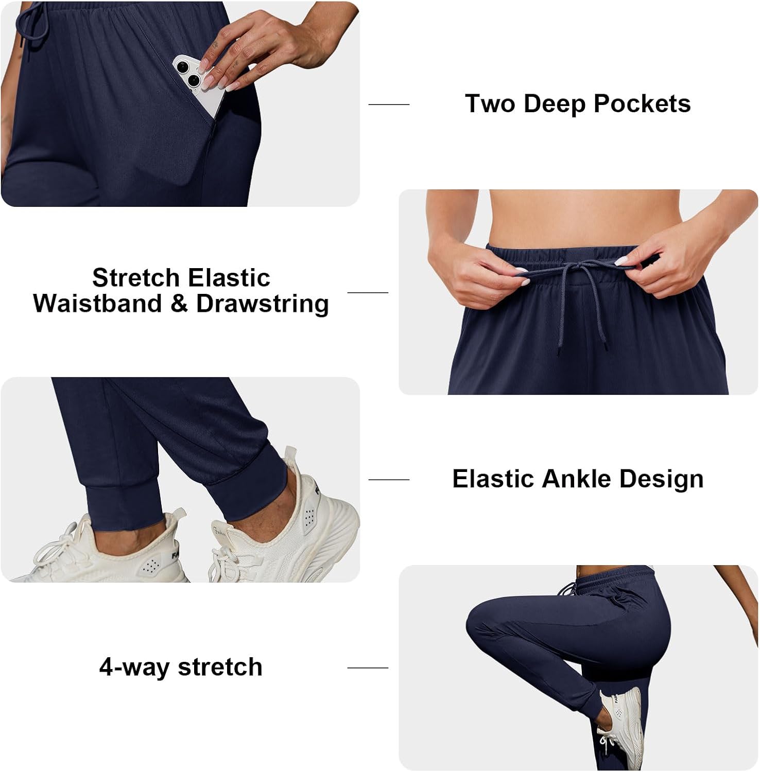 CE' CERDR 3/1 Pack Lightweight Joggers for Women with Pockets Drawstring Athletic Sweatpants for Workout Yoga Running - Image 3