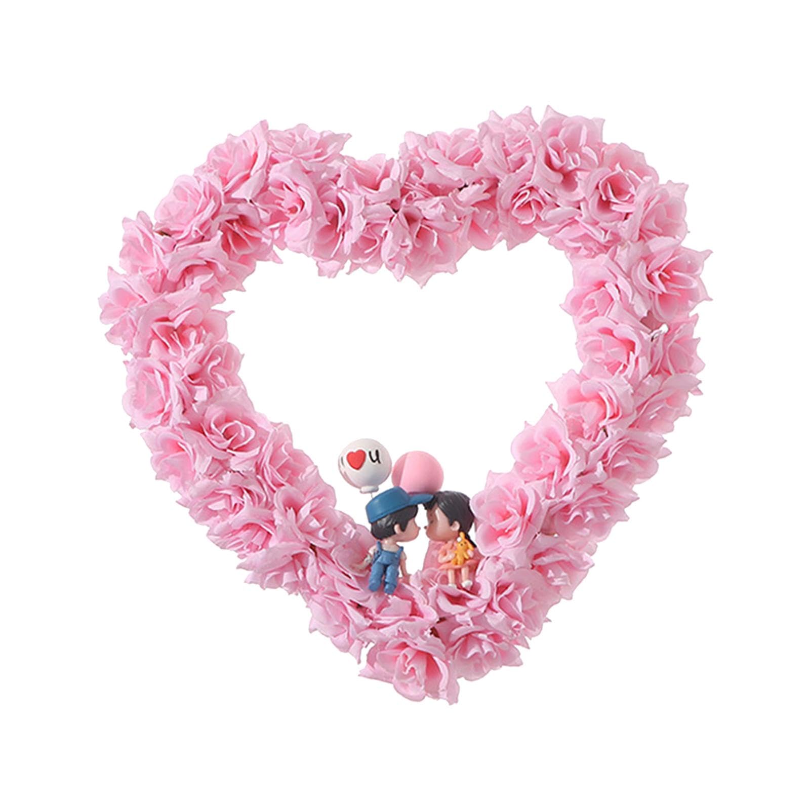 Couronne en forme de cœur de roses pour la Saint-Valentin et décoration extérieure de fête