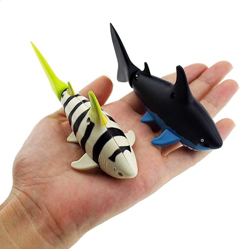 Miniatura 10 de Tipmant Mini RC Fish Electronic Shark Control Remoto Barcos y Submarino Nadar en Agua Piscina Bañera Niños Juguete Eléctrico (Negro y Azul) Negro