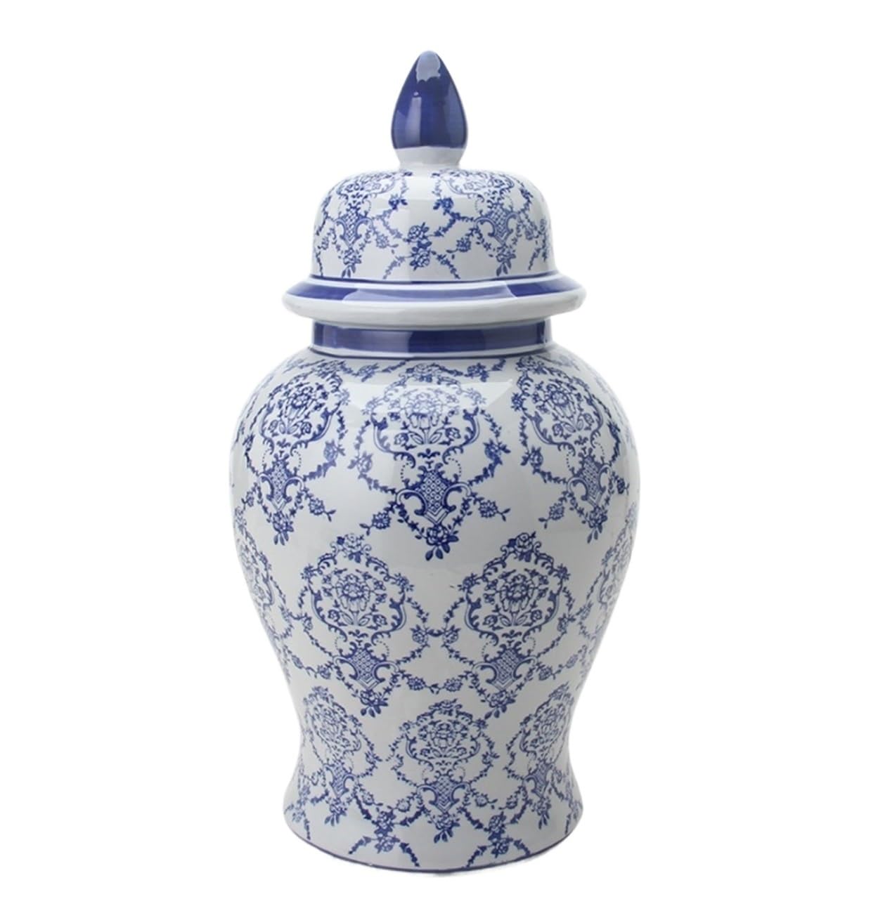 GFJHdfhE Chinese Style Decorative Jar Ceramic Ginger Jar With Lid Porcelain Temple Flower Vases Decor For Living Room Flower Display