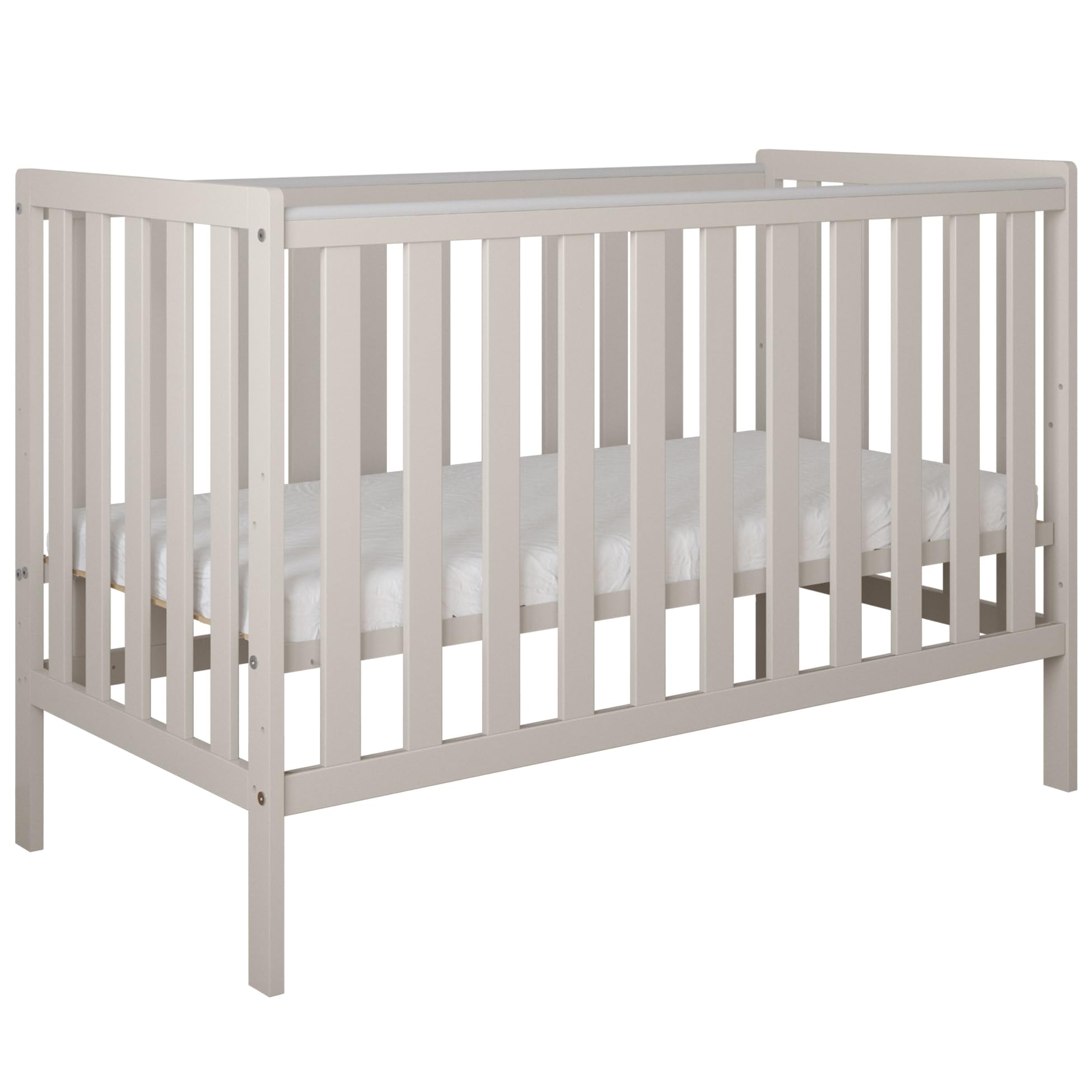 zee - Babybett Kinderbett, 2w1 Bett Bambi - Dreistufige Einstellung für Nicht Sitzendes, Sitzendes und Stehendes Kind - Zwei Abnehmbare Sprossen - mit Geländer - 60x120x86cm, Cachemire