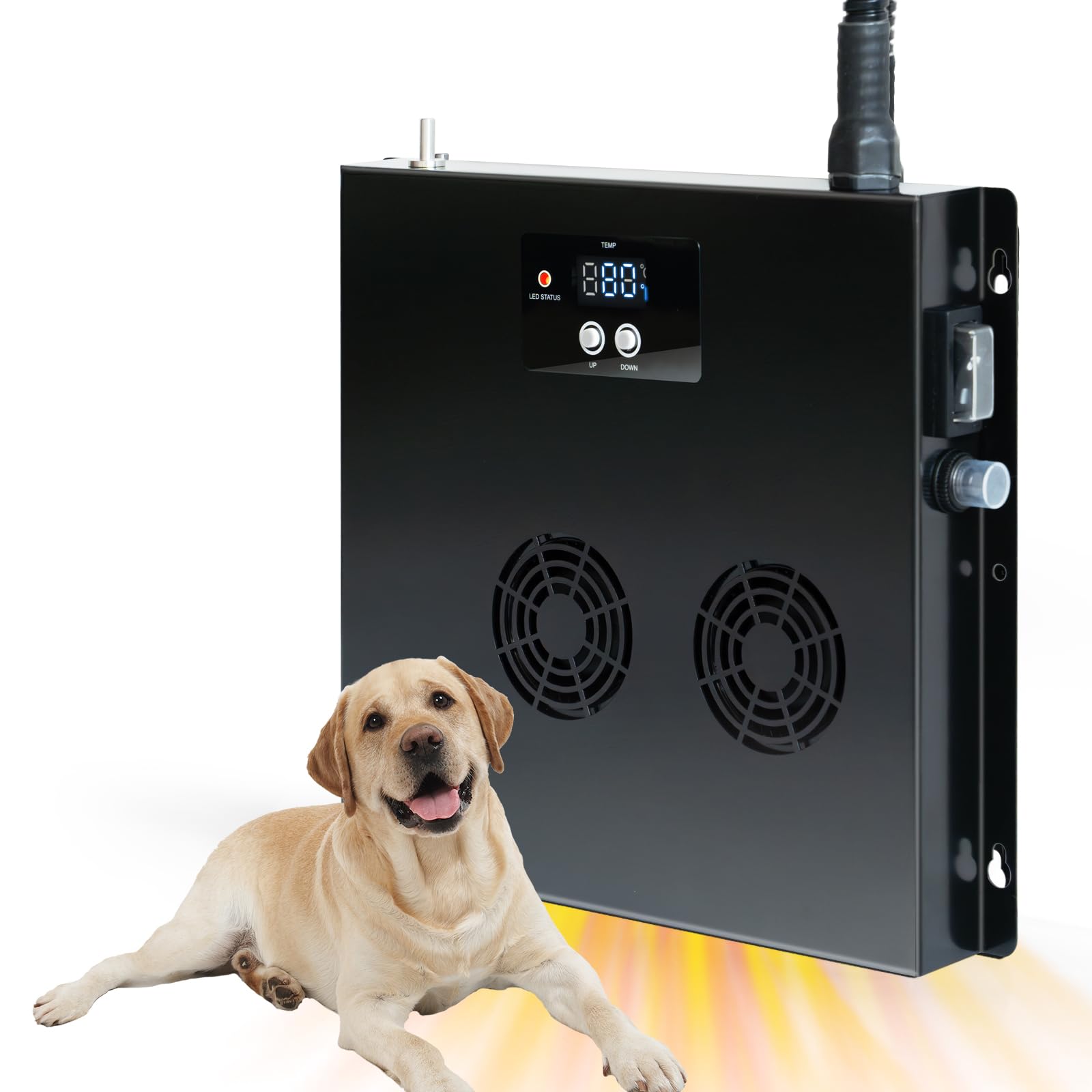 Briidea 400W Dog House Heater with PTC 3-Second Rapid Heating Technology, 32℉-122℉, 11.5FT Anti-Chew Cord, Heats Up to 120 Cubic Feet, Ideal for Dog Houses, Chicken Coops, Rabbit Cages Modern