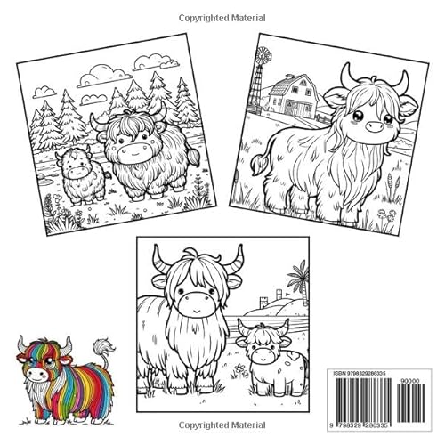Highland Cow Coloring Book for Kids: Serene Adventures with Majestic Cows for Young Artists