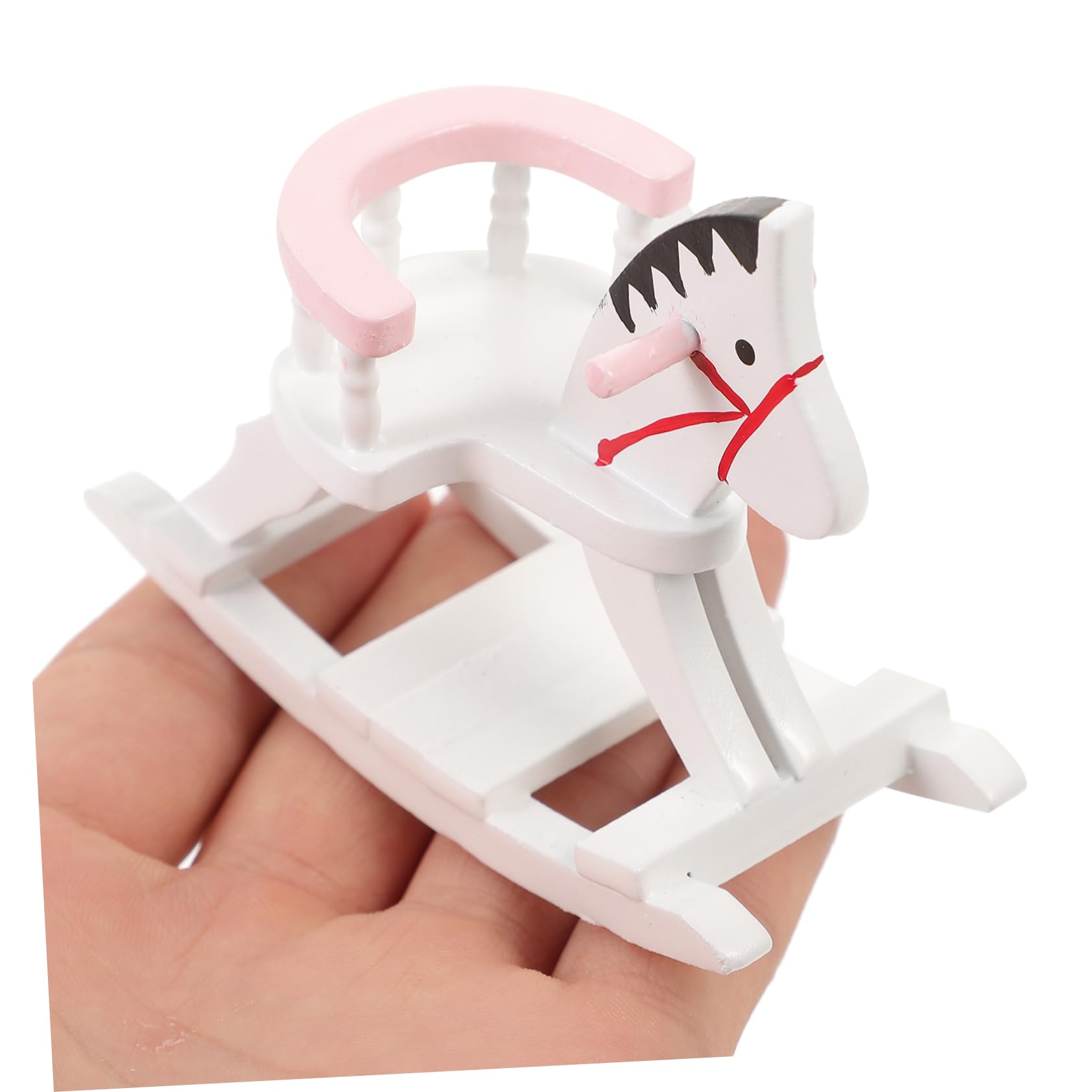 ERINGOGO Meubles De Mini Maison De Poupée Petit Poupées Décoration Figurine Ornement Miniatures Mini Jouets De Meubles De Maison Mini Mobilier De Maison Mini Cheval à Bascule en Bois Rose