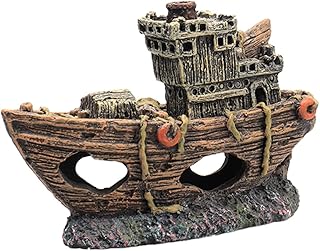 Hohopeti 1 Peça Simulado Mini Navio Pirata Decoração De Tanque De Peixes Ornamento De Navio Pirata Artificiales Para Naufrágio Escondendo Caverna Decoração De Répteis Decoração De Aquário