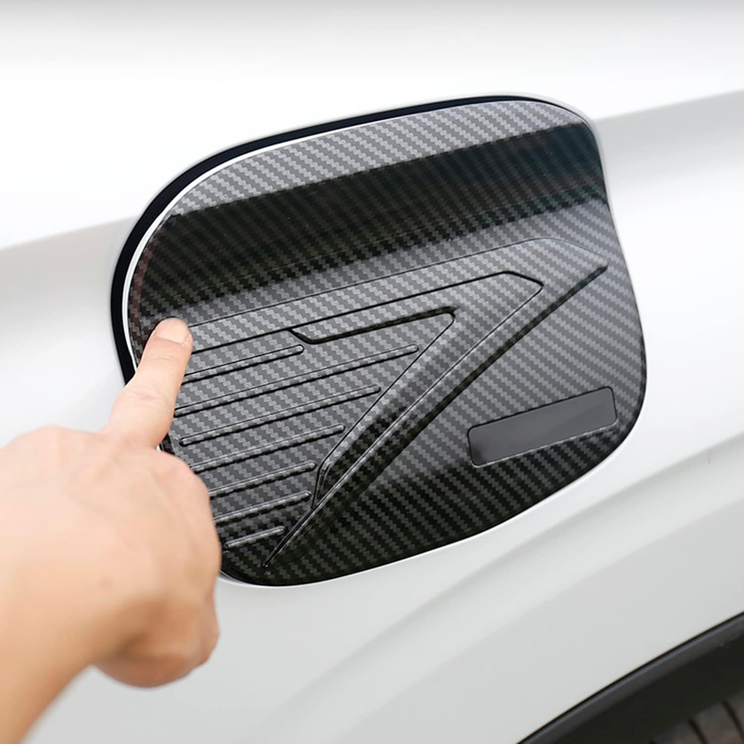 for Mitsubishi Outlander 2022-2023 Carbon Fiber Black Oil Fuel Tank Cap Cover Trim 1pcs Car Accessories